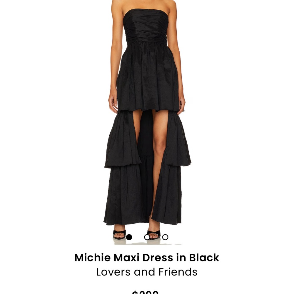 Lovers + Friends Black Strapless High Low Gown
